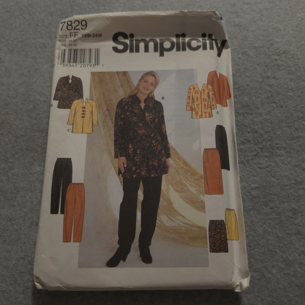 Simplicity 7829 Sewing Pattern FF 18W-24W Plus Size Tunic Skirt‎ Pants Uncut